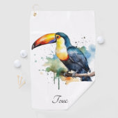 カラフルトゥーカン座る，カスタマイズ可能 ゴルフタオル (インサイチュ)