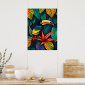 カラフルトカンジャングルアート – 熱帯鳥 ポスター (キッチン)