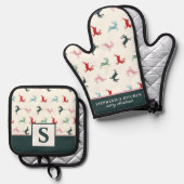 カラフルトナカイモノグラムの 鍋つかみ&鍋敷きセット (正面/裏面)