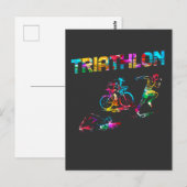 カラフルトライアスロン水泳バイク走アスリートスポーツ ポストカード (正面/裏面)