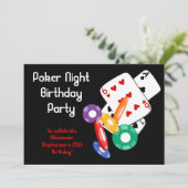 カラフルトランプのポーカーチップパーティの招待状 招待状 (スタンド正面)