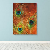 カラフルトリオピーコックの羽毛で覆われたキャンバス キャンバスプリント (インサイチュ (ウッドフロア))