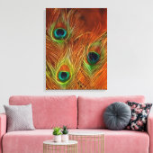 カラフルトリオピーコックの羽毛で覆われたキャンバス キャンバスプリント (インサイチュ (リビング))