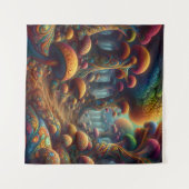 カラフルトリップ（幻覚体験）のようなサイケデリック菌 タペストリー (正面(横))