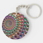 カラフルトリップ(幻覚体験)のようなGroovy Spiral鮮やか Fractal Art キーホルダー (裏面)