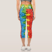 カラフルトレンディー布のジグザグ模様のキャプリ カプリレギンス (裏面)