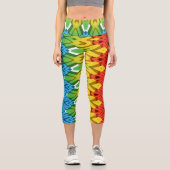 カラフルトレンディー布のジグザグ模様のキャプリ カプリレギンス (正面)