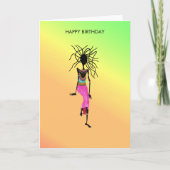 カラフルトレンディー戦士の女性ハッピーバースデー カード (正面)