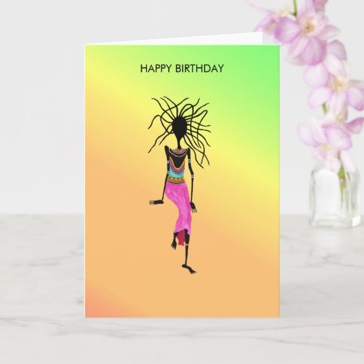 カラフルトレンディー戦士の女性ハッピーバースデー カード (蘭)
