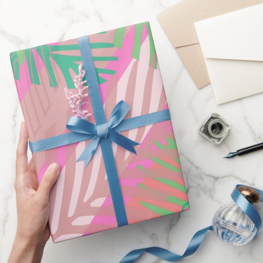 カラフルトロピカルパ葉ームパターン ラッピングペーパー (ギフト)