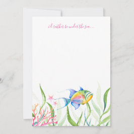 カラフルトロピカルフィッシュ水彩 ノートカード