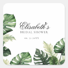 カラフルトロピカルフラル | 緑豊かな ブライダルシャワー スクエアシール