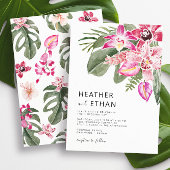カラフルトロピカルフラワーのウェディング 招待状