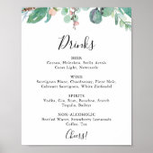 カラフルトロピカルフラワーの結婚式ドリンクメニュー看板 ポスター (正面)
