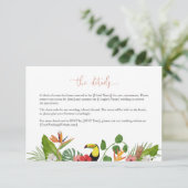 カラフルトロピカルフラワーの結婚式詳細カード エンクロージャーカード (スタンド正面)