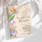 カラフルトロピカルフラワーズ | ピンクの結婚式の披露宴 招待状