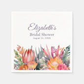 カラフルトロピカルフラワーズ ブライダルシャワー スタンダードカクテルナプキン (正面)