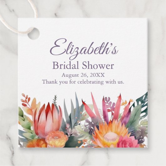 カラフルトロピカルフラワーズ ブライダルシャワー フェイバータグ (正面)