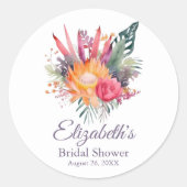 カラフルトロピカルフラワーズ ブライダルシャワー ラウンドシール (正面)