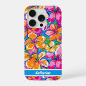 カラフルトロピカルフラワーパターン iPhoneケース (裏面)