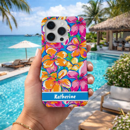 カラフルトロピカルフラワーパターン iPhone 15 PROケース