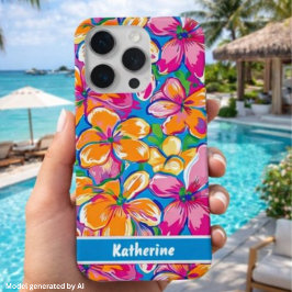 カラフルトロピカルフラワーパターン iPhone 15 PROケース