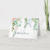 カラフルトロピカルフラワーブライダルパーティー感謝 サンキューカード (正面)