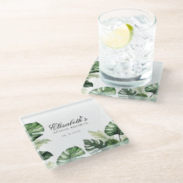 カラフルトロピカルフラワー | 緑豊かな ブライダルシャワー ガラスコースター