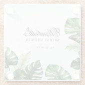 カラフルトロピカルフラワー | 緑豊かな ブライダルシャワー ガラスコースター (裏面)