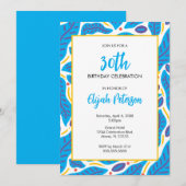 カラフルトロピカルブルーリーフドゥードル 招待状 (正面/裏面)