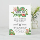 カラフルトロピカルプランツトゥエンティーワン誕生日パーティー 招待状 (スタンド正面)