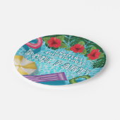 カラフルトロピカルプールバースデーパーティ ペーパープレート (アングル)