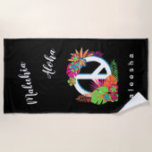 カラフルトロピカル平和のサイン ハワイアン平和愛 ビーチタオル (正面)