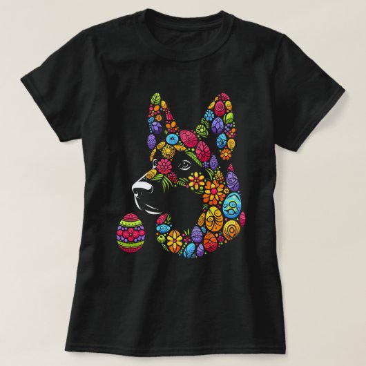 カラフルドイツの羊飼いイースターの卵の子供たち青梅 Tシャツ (デザイン正面)