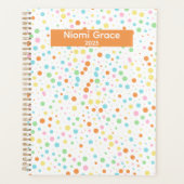 カラフルドットパターパーソナライズされたン学校の主催者 プランナー手帳 (正面)