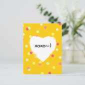 カラフルドット&ホワイトハートシェイプxoxo ポストカード (スタンド正面)