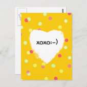 カラフルドット&ホワイトハートシェイプxoxo ポストカード (正面/裏面)