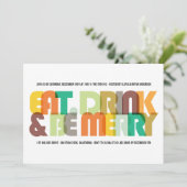 カラフルドッ食べク&ビーメリーホリデーパーティー招待状 招待状 (スタンド正面)