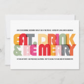 カラフルドッ食べク&ビーメリーホリデーパーティー招待状 招待状 (正面)