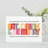 カラフルドッ食べク&ビーメリーホリデーパーティー招待状 招待状 (スタンド正面)