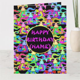 カラフルドラゴンの誕生日カード（名入れ可能） カード