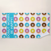 カラフルドーナツやる気を起こさせる引用文 ビーチタオル (正面)