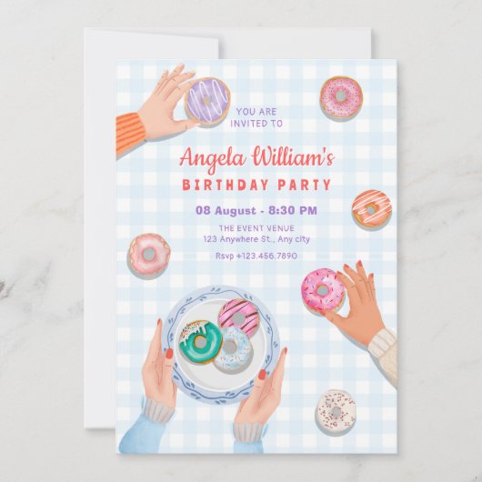 カラフルドーナツパーティー 招待状 (正面)