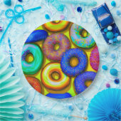 カラフルドーナツ黄 ペーパープレート (パーティー)