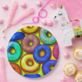 カラフルドーナツ黄 ペーパープレート (パーティー)