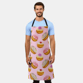 カラフルドーナツ：手描き水色 エプロン (着用した状態)