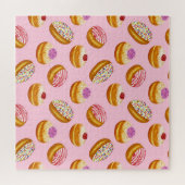 カラフルドーナツ：手描き水色 ジグソーパズル (横)