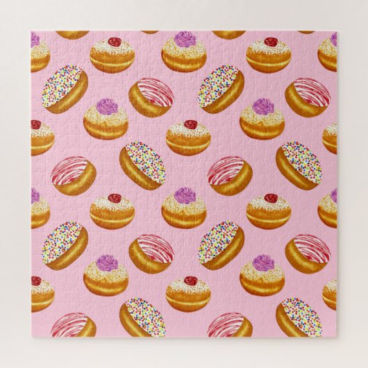 カラフルドーナツ：手描き水色 ジグソーパズル (縦)