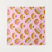 カラフルドーナツ：手描き水色 タペストリー (正面(横))