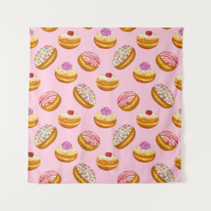 カラフルドーナツ:手描き水色 タペストリー